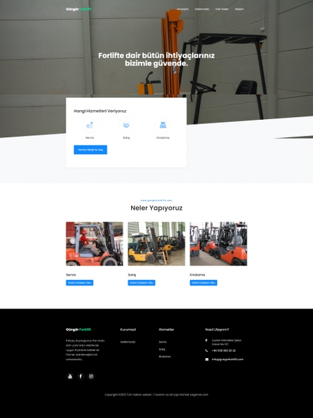 Güngör Forklift Web Sitesinin Anasayfa Tasarımı